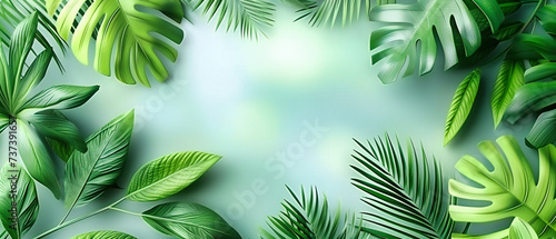 Lush Tropical Palm Leaves Creating a Vibrant Green Canopy, Perfect for Summer and Nature-Themed Designs