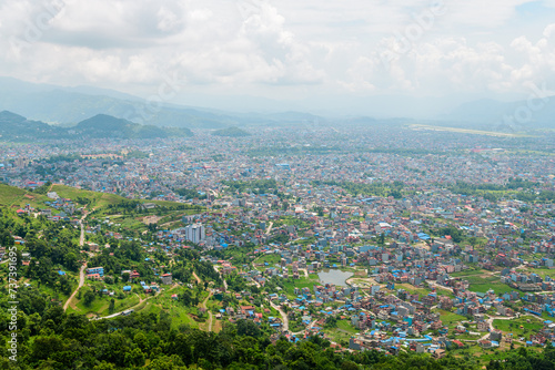 Obraz na płótnie panoramic view of pokhara city, nepal w salonie
