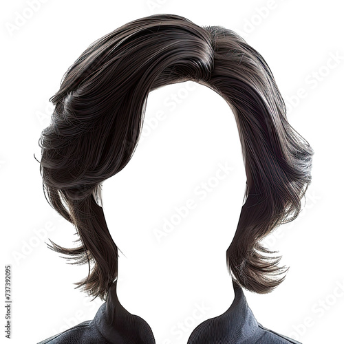 Human hair wig isolated on transparent or white background generative ai 