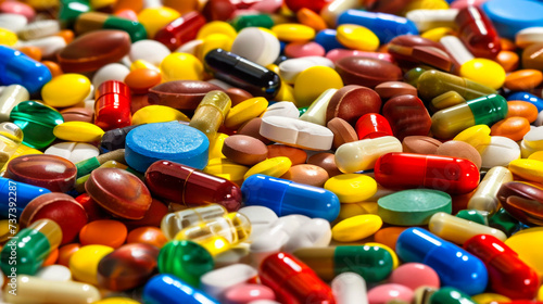 Illustrate the colorful world of healthcare and medication with this vibrant mosaic of pills and capsules, perfect for discussions on pharmaceutical diversity and wellness.