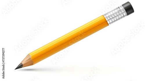 Classic yellow pencil with eraser on a clean white background. simple tool for writing and sketching. ideal for office and education use. AI photo