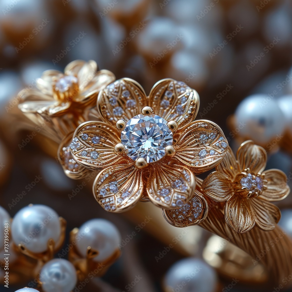Fototapeta premium Jewelry Macro Photography: Detailed shots of jewelry pieces, emphasizing craftsmanship and elegance