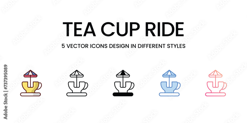 Tea Cup Ride icons. Suitable for Web Page, Mobile App, UI, UX and GUI design.