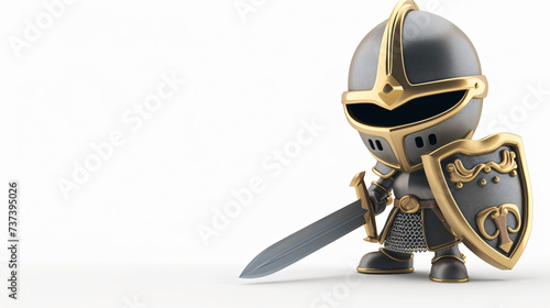 A charming 3D illustration of a cute knight, ready for adventure, on a clean white background. Perfect for adding a touch of whimsy to your projects. © stocker