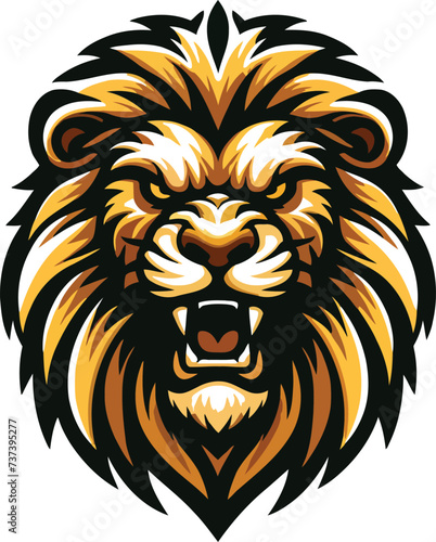 Lion Head Flat color logo Poster White Background