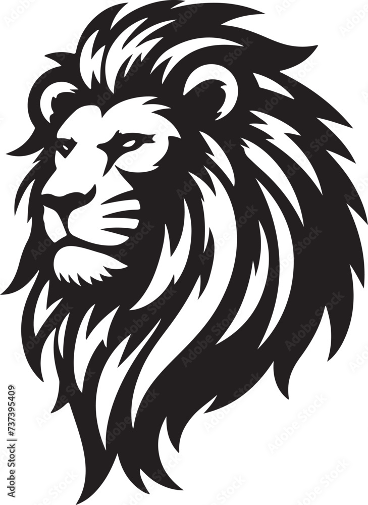 Obraz premium Lion Head Flat color logo Poster White Background