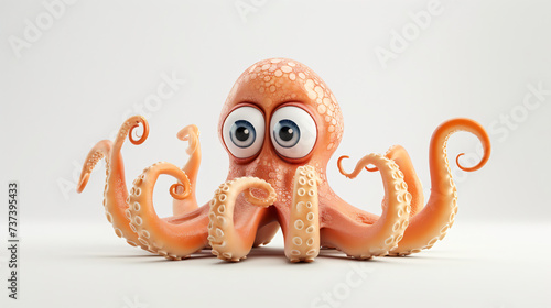 A charming 3D octopus in a playful pose, rendered with adorable details, perfect for adding a whimsical touch to your projects.