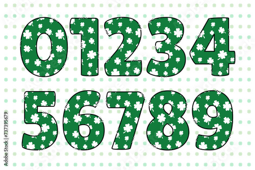 Handcrafted Saint Patrick number color creative art typographic design