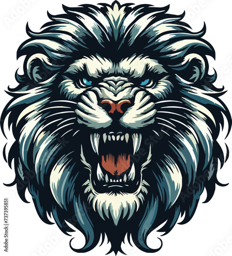 Lion Head Flat color logo Poster White Background