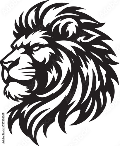 Lion Head Flat color logo Poster White Background