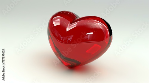 A striking 3D rendered icon of a vibrant red heart  standing out against a clean white background. Perfect for conveying love  passion  and affectionate emotions in any creative project.