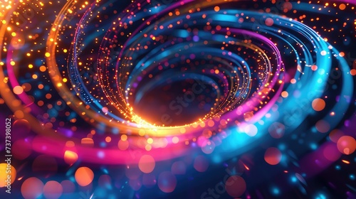 A swirl of digital shiny particles background. AI generated.