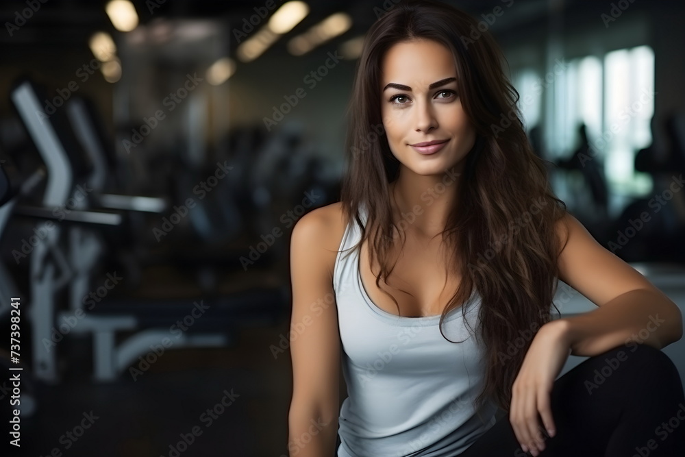 young fitness woman portrait in gym