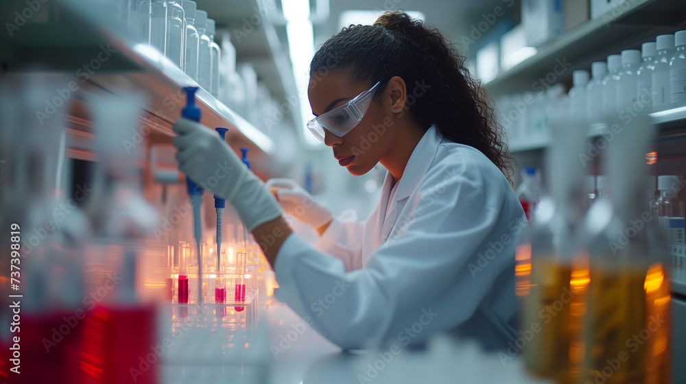 a female scientist is working in a laboratory