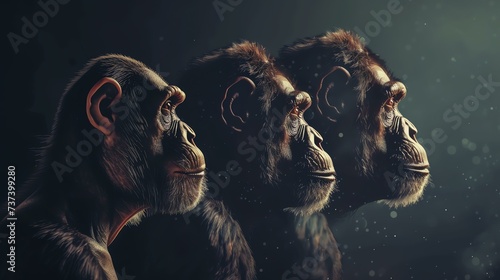 Witness the remarkable journey of human evolution in this captivating series of digitally enhanced images, showcasing the transformation from ape to modern human. These stunning visuals brin photo