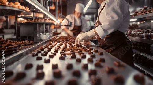 close up of a person working in a workshop making chocolate  photo