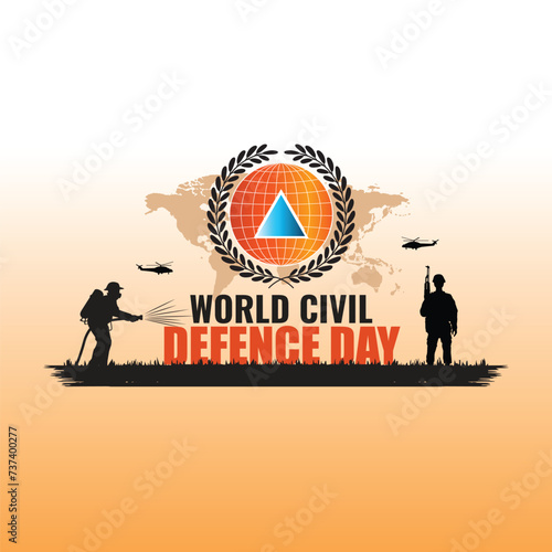 A creative concept design for a banner and poster by the International Civil Defense Organization (ICDO) on 1st March 1931 to raise awareness of World Civil Defense Day