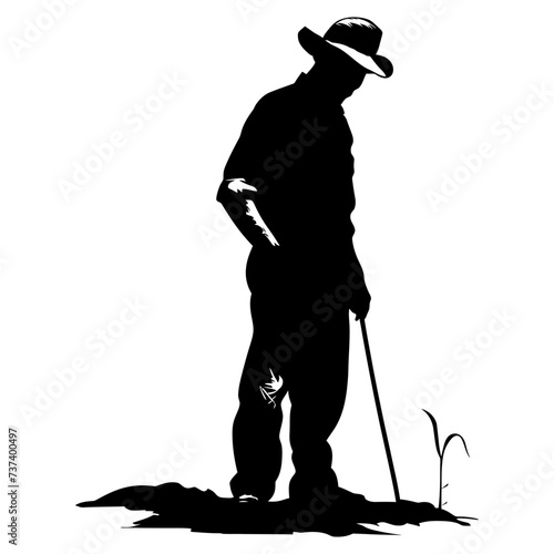 Silhouette farmer black color only full body