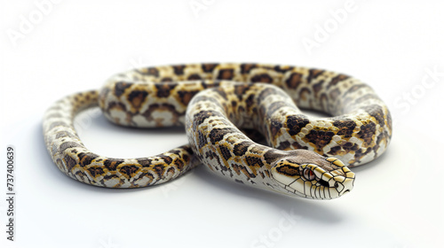 A mesmerizing 3D rendering of a slithering snake, beautifully captured in super realistic detail. With its vivid colors and lifelike textures, this art piece adds a touch of mystique to any