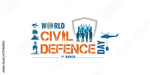 A creative concept design for a banner and poster by the International Civil Defense Organization (ICDO) on 1st March 1931 to raise awareness of World Civil Defense Day