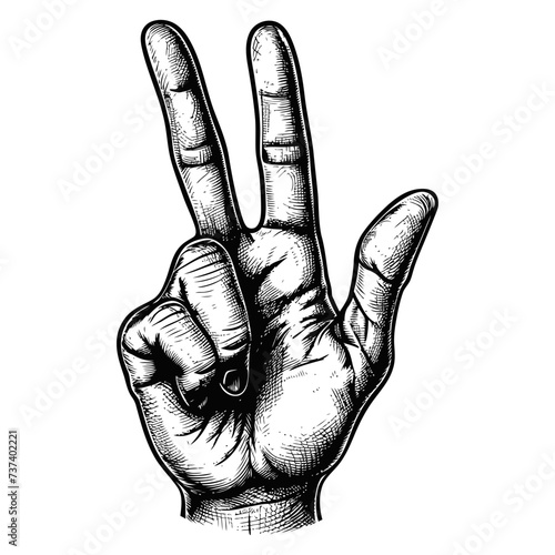 hand gesture in old engraving style for drawing reference