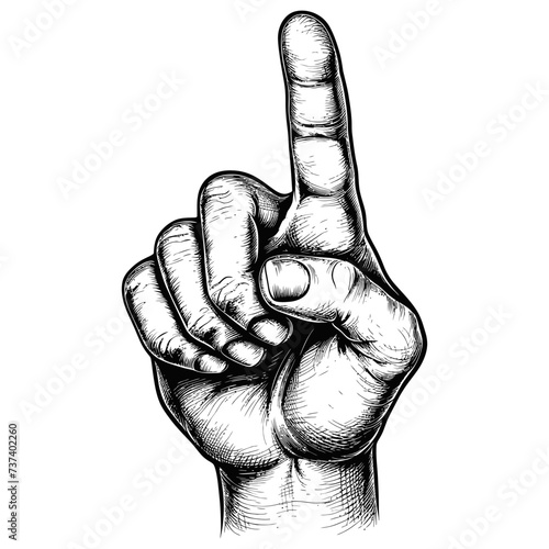 hand gesture in old engraving style for drawing reference