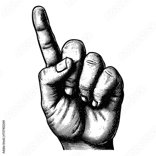 hand gesture in old engraving style for drawing reference