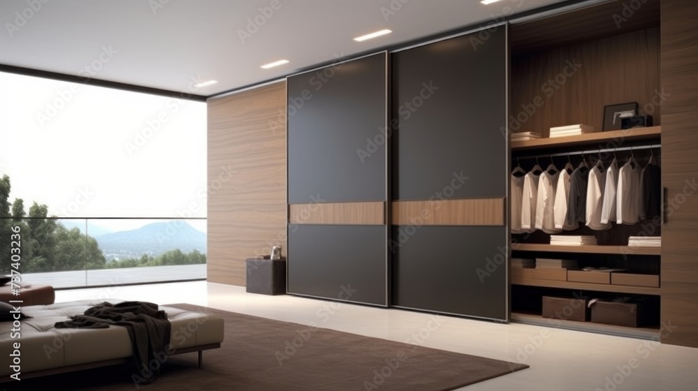 Fototapeta premium Modern and Comfortable Wardrobe With Sliding Door Design Ideas