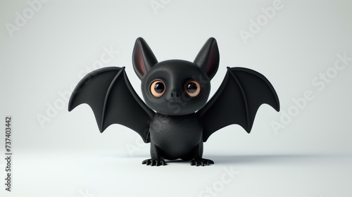 A delightful 3D rendering of a cute bat showcasing intricate details on a clean white background. Perfect for Halloween designs  children s projects  and animal enthusiasts.