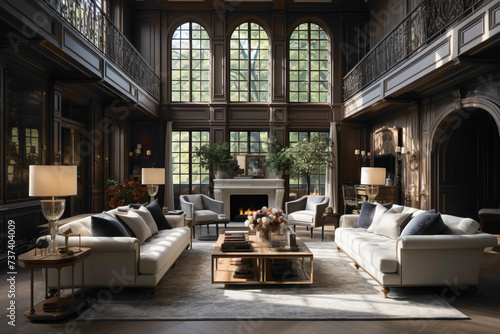 A living room that exudes luxury, featuring upscale furnishings, elegant decor, and a harmonious blend of textures and colors for a sumptuous feel.