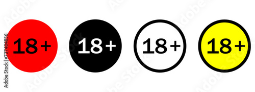 18 plus vector icons set. Under 18 not sign. Age registration signs isolated on white background.