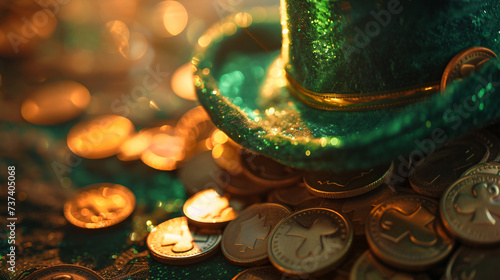 St. Patrick´s day celebration leprechaun hat and gold coins
