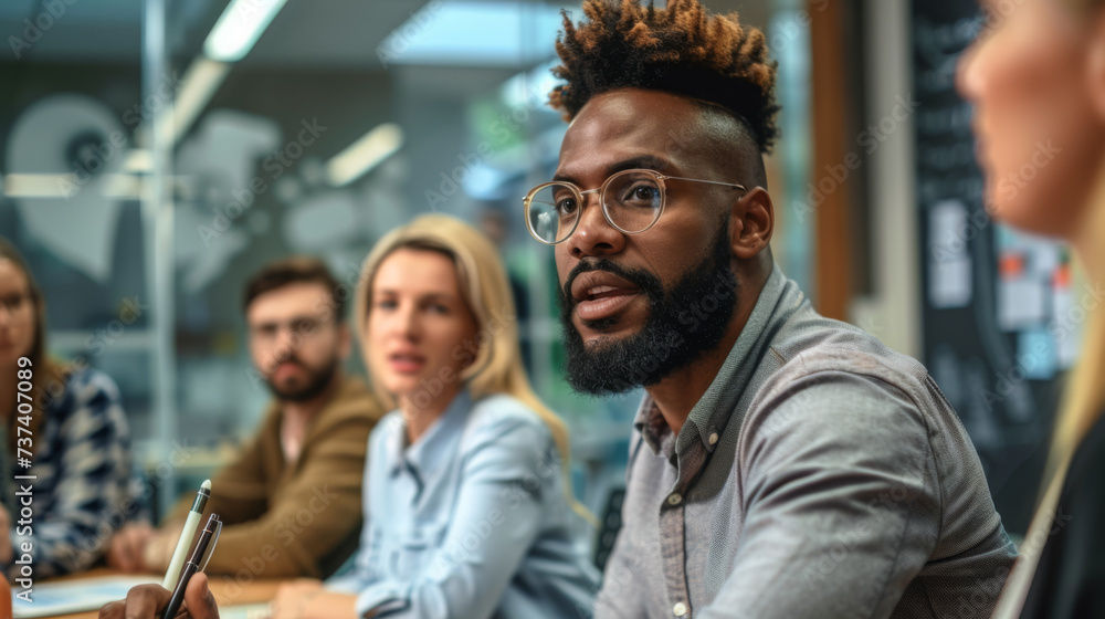 Obraz premium young professionals in an office setting