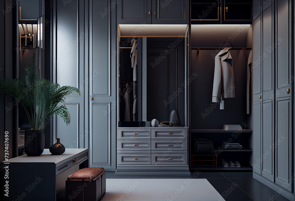 Dressing room in a modern style minimalist design Dressing room in a modern style minimalist design