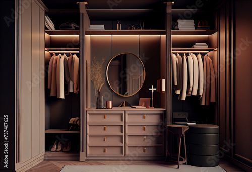 Dressing room in a modern style minimalist design