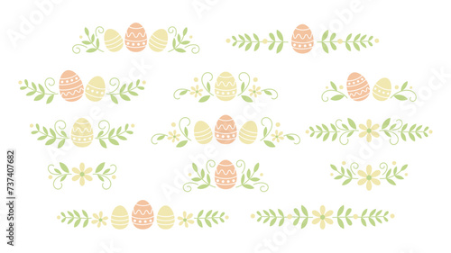 Easter Spring Header. Comprehensive Collection of Egg Patterns, Ornamental Borders, and Decorative Dividers for Banner Designs