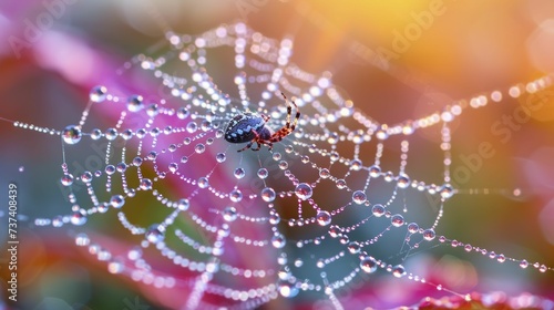 Morning dew on spider webs, a display of nature's intricate beauty