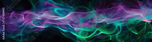 colorful waves or smoke on a black background. The waves are created with a combination of blue, purple, yellow, and orange hues