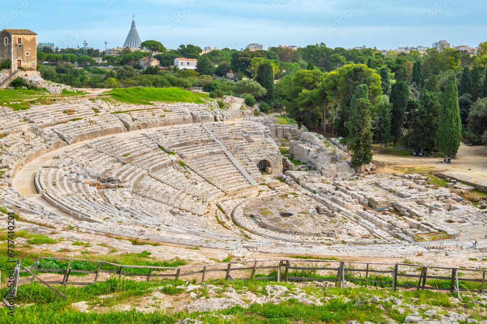 Greek theatre in Syracuse. Sicily, Italy