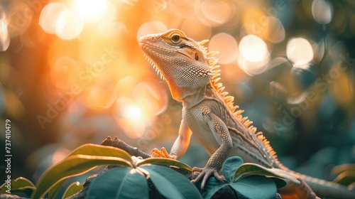 Cute adorable lizzard animal on nature's soft lap. In its natural habitat. Generative AI