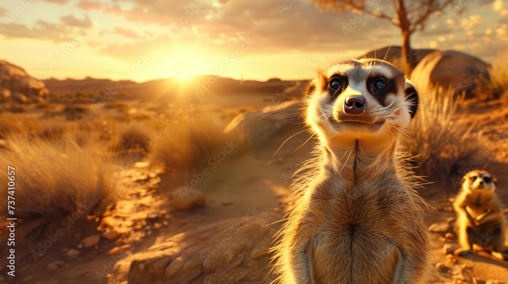 custom made wallpaper toronto digitalCute adorable meerkat animal on nature's soft lap. In its natural habitat. Generative AI