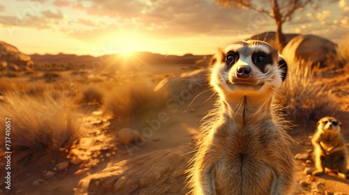 Wallpaper Mural Cute adorable meerkat animal on nature's soft lap. In its natural habitat. Generative AI Torontodigital.ca