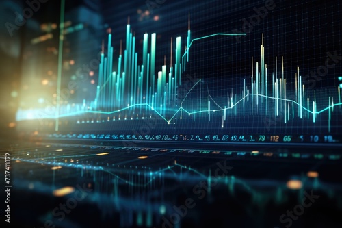 Financial data graph chart report statistic marketing research development planning management strategy analysis accounting. Financial business technology hologram concept. Comeliness © Summit Art Creations