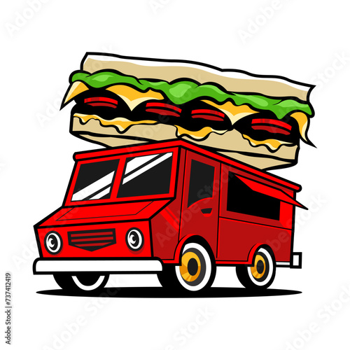 SANDWICH FOOD TRUCK VECTOR ILLUSTRATION