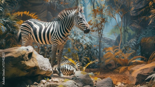 Cute adorable zebra animal on nature s soft lap. In its natural habitat. Generative AI