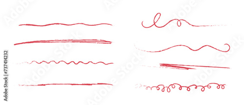 Strike through underlines set in doodles style. Brush stroke markers collection. Typography ink brush lines. photo