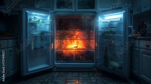 fire fire inside the refrigerator. Generative AI
