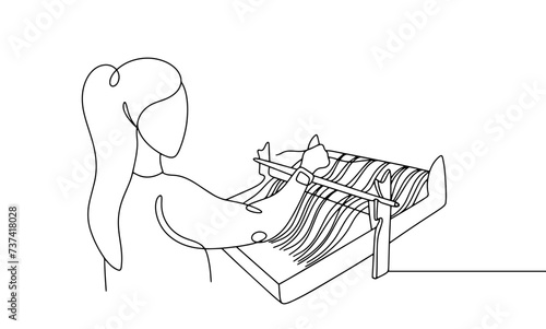 Loom. Weaving. Textile. Woman