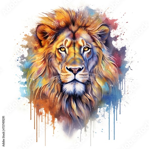 colorful lion head art for t-shirt design 