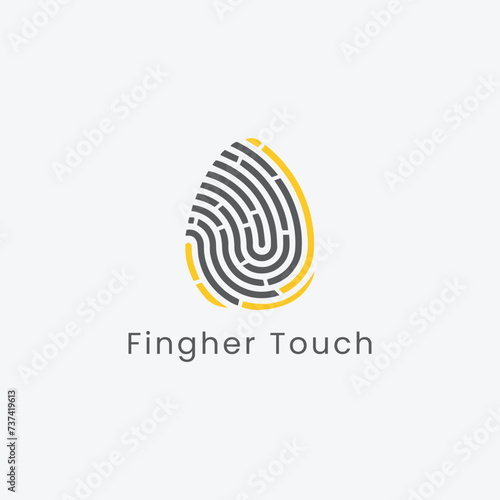 finger print lock logo design vector